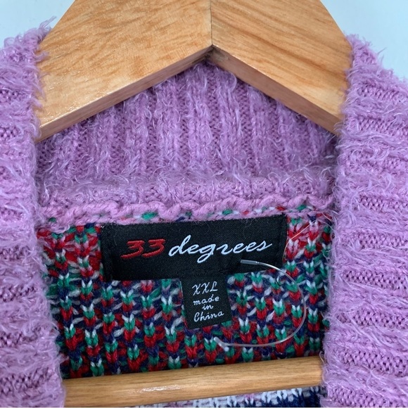 35 Degrees Y2K Lavender Snowflake Print Christmas Knitted Sweater Size XXL - Picture 4 of 6